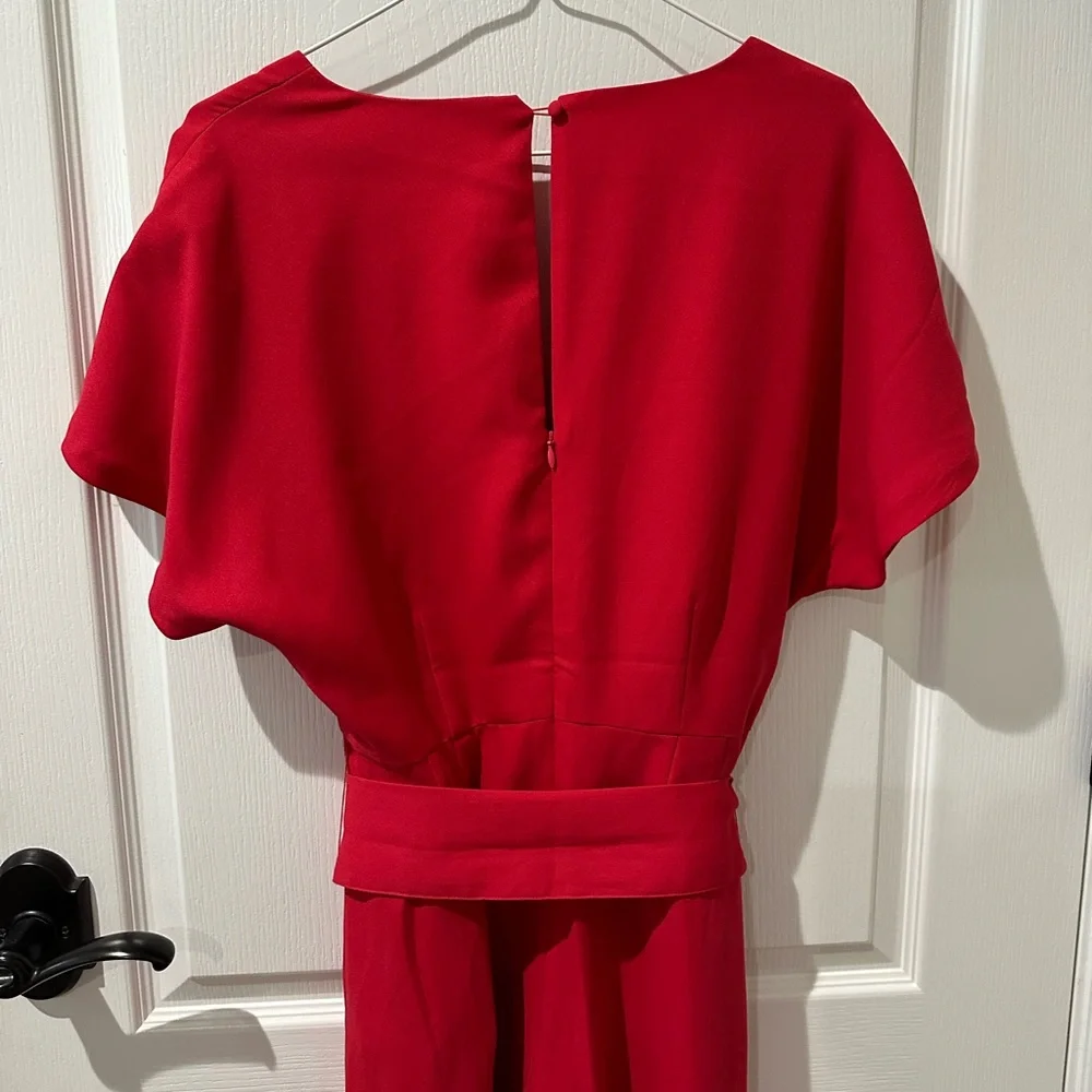 Boden Red V-Neck Cropped Jumpsuit